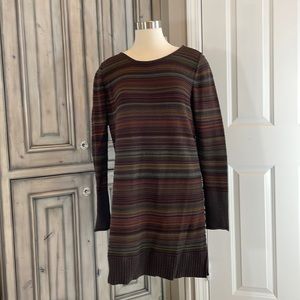 NWT Stunning Tunic striped in subtle gradations of raisin, olive, rust and peat